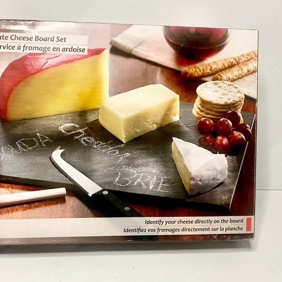 Home Presence Stonehenge Slate Cheese Serving Set- New In Box - Picture 2 of 4
